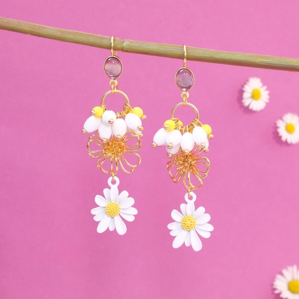 Boucles d'oreilles fleurs de Pâquerette