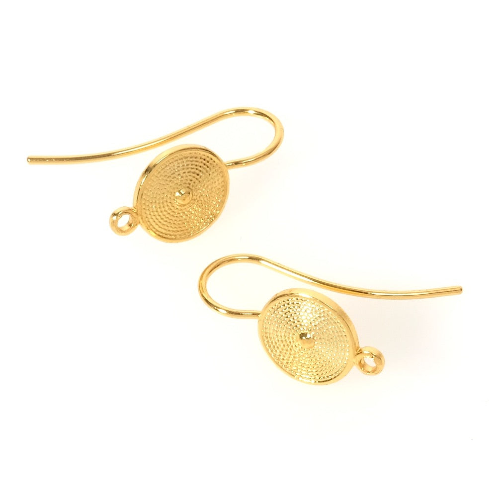 Boucles d&#39;oreilles crochets ethniques en laiton doré à l&#39;or fin 24K Premium, la paire