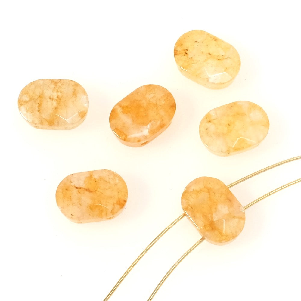 2 perles rectangle facettée 2 trous en Pierre naturelle en Citrine