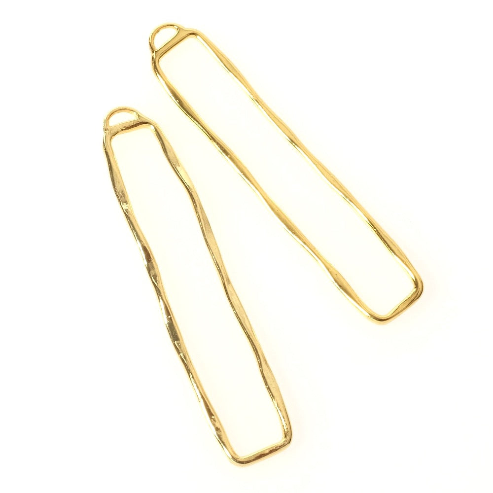 Pendentif rectangle ondulé en laiton Doré à l&#39;or fin 24K Premium