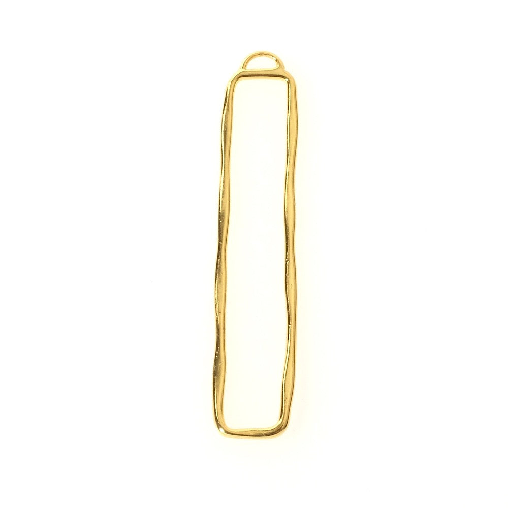 Pendentif rectangle ondulé en laiton Doré à l&#39;or fin 24K Premium