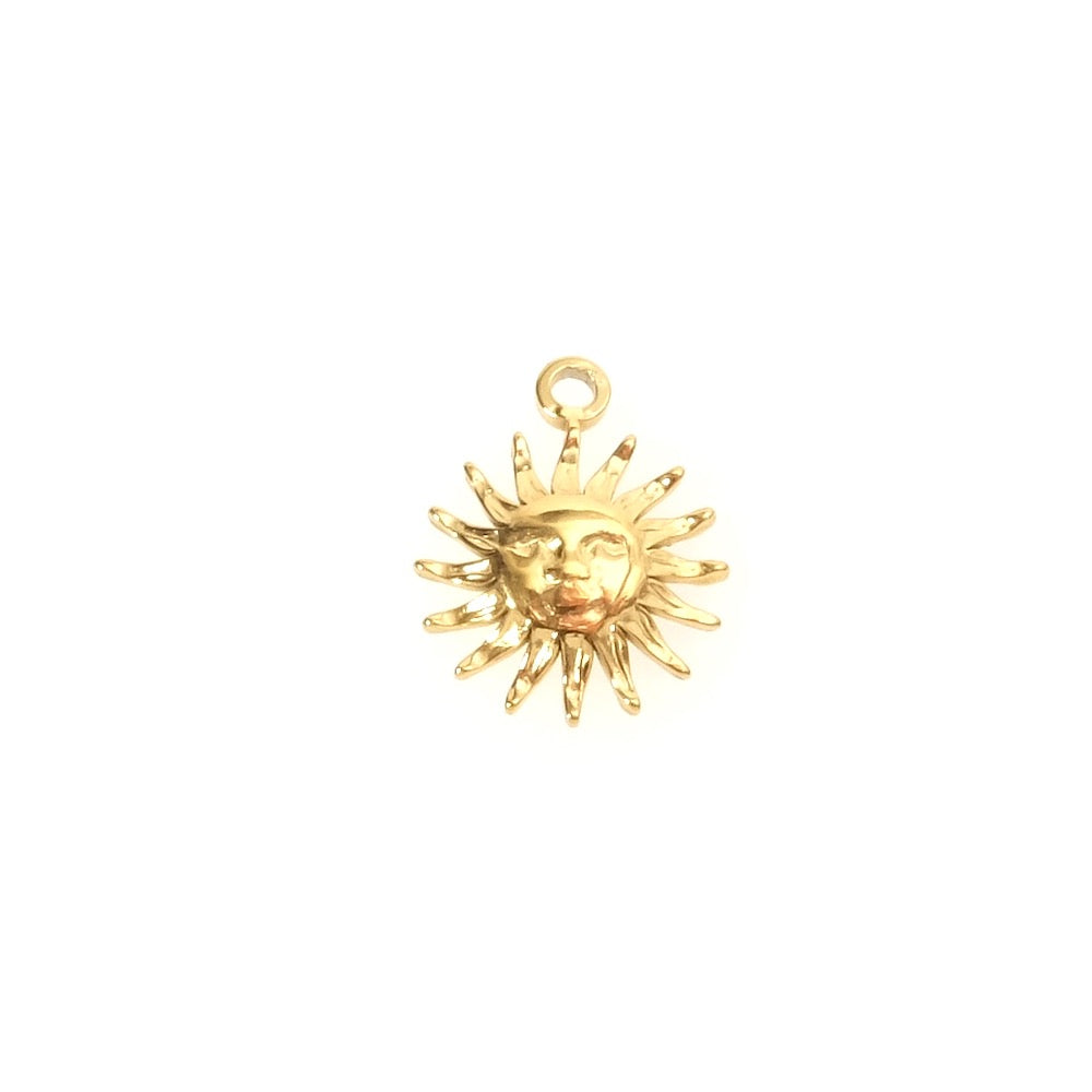 Pendentif soleil en acier inoxydable 304 Doré 24K