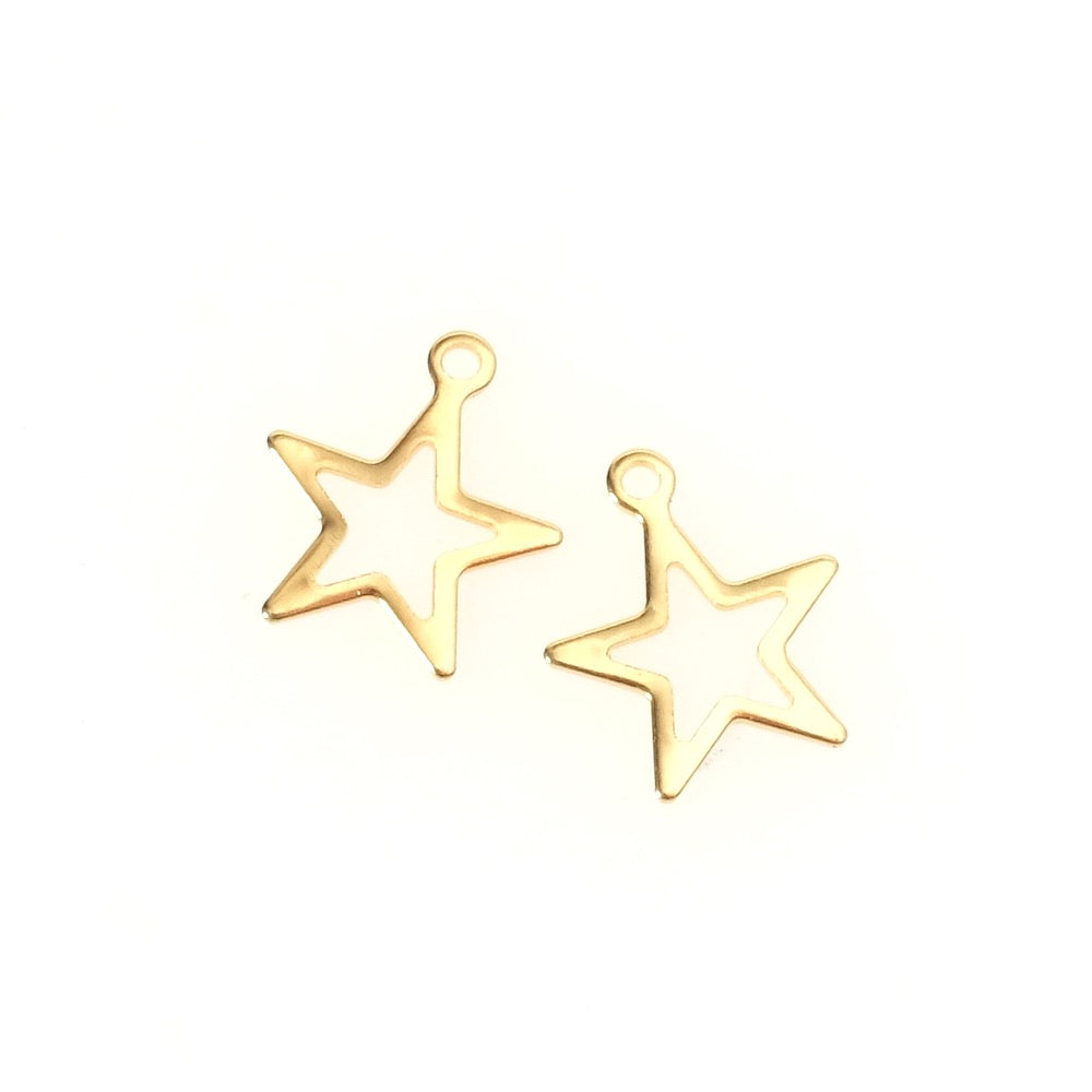 4 Pendentifs étoiles en acier inoxydable 304 Doré 18K