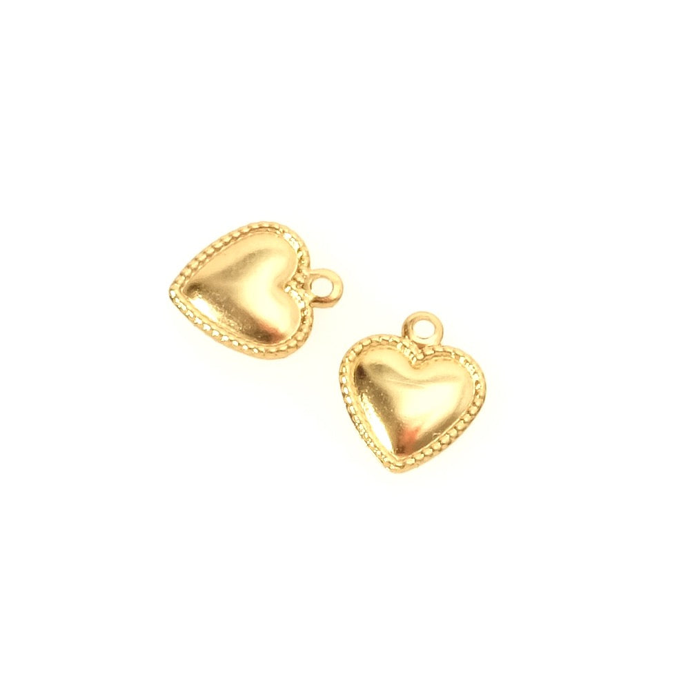 6 Pendentifs coeur en acier inoxydable 304 Doré 18K