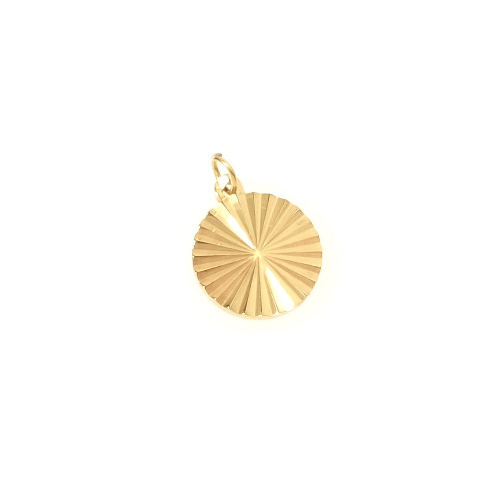 Pendentif rond gaufré en acier inoxydable 304 Doré 14K