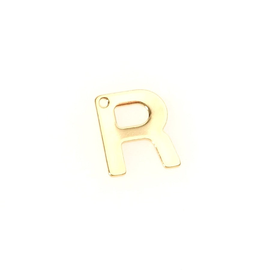 Pendentif Lettre R en acier inoxydable 304 Doré 18K