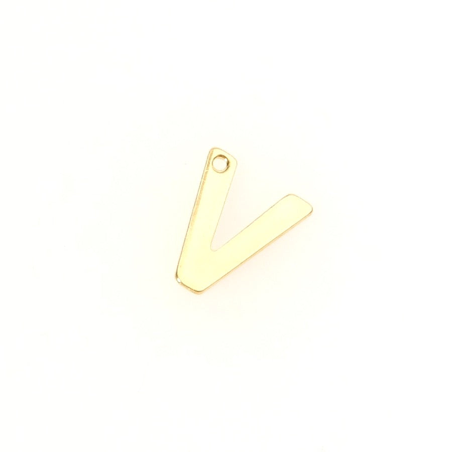 Pendentif Lettre V en acier inoxydable 304 Doré 18K