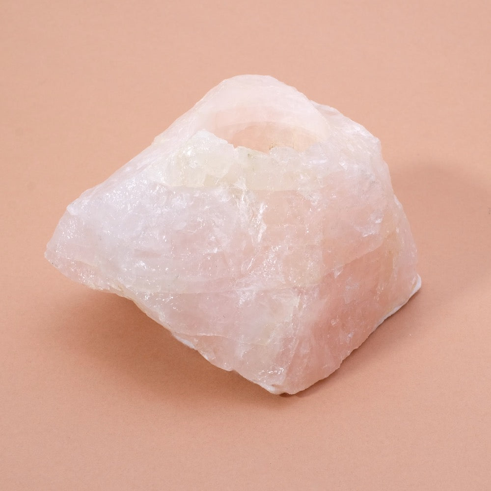 Bougeoir en Quartz rose - Pure Minéral