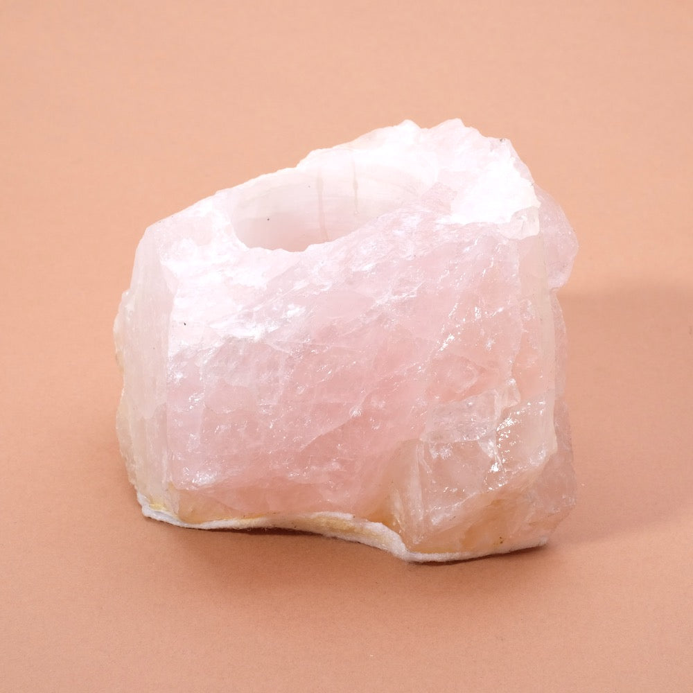 Bougeoir en Quartz rose - Pure Minéral