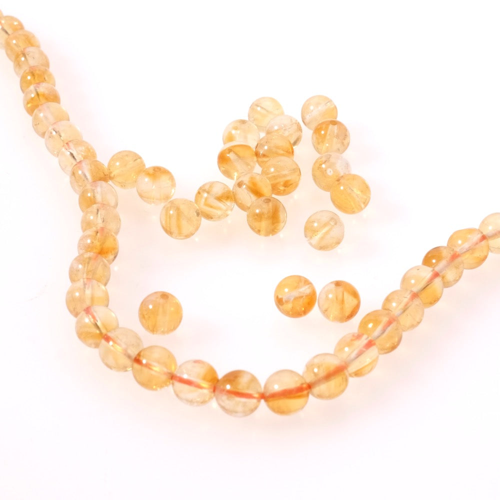 6 perles rondes 6mm en Pierre naturelle Citrine