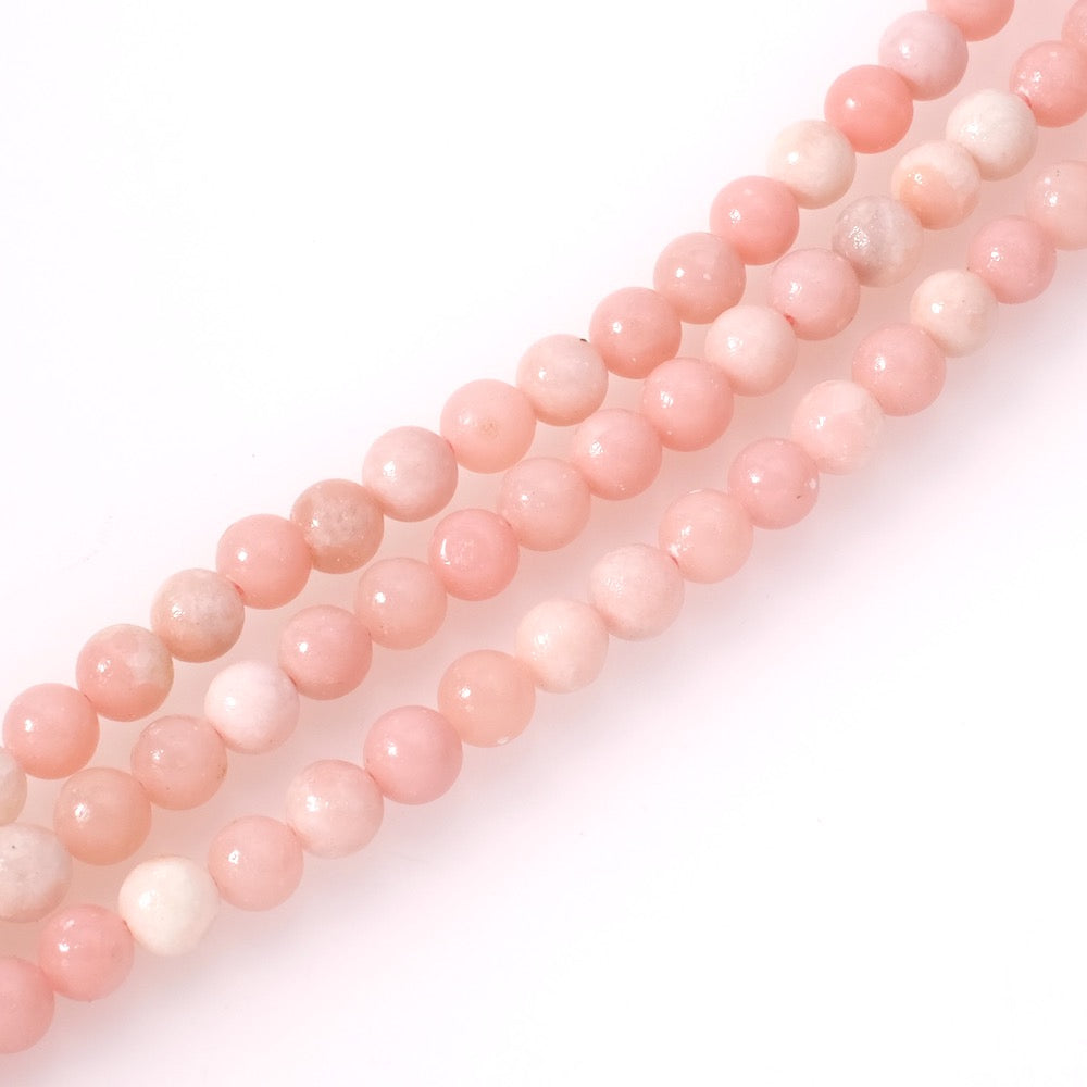 10 perles naturelles rondes 6mm en Opale rose