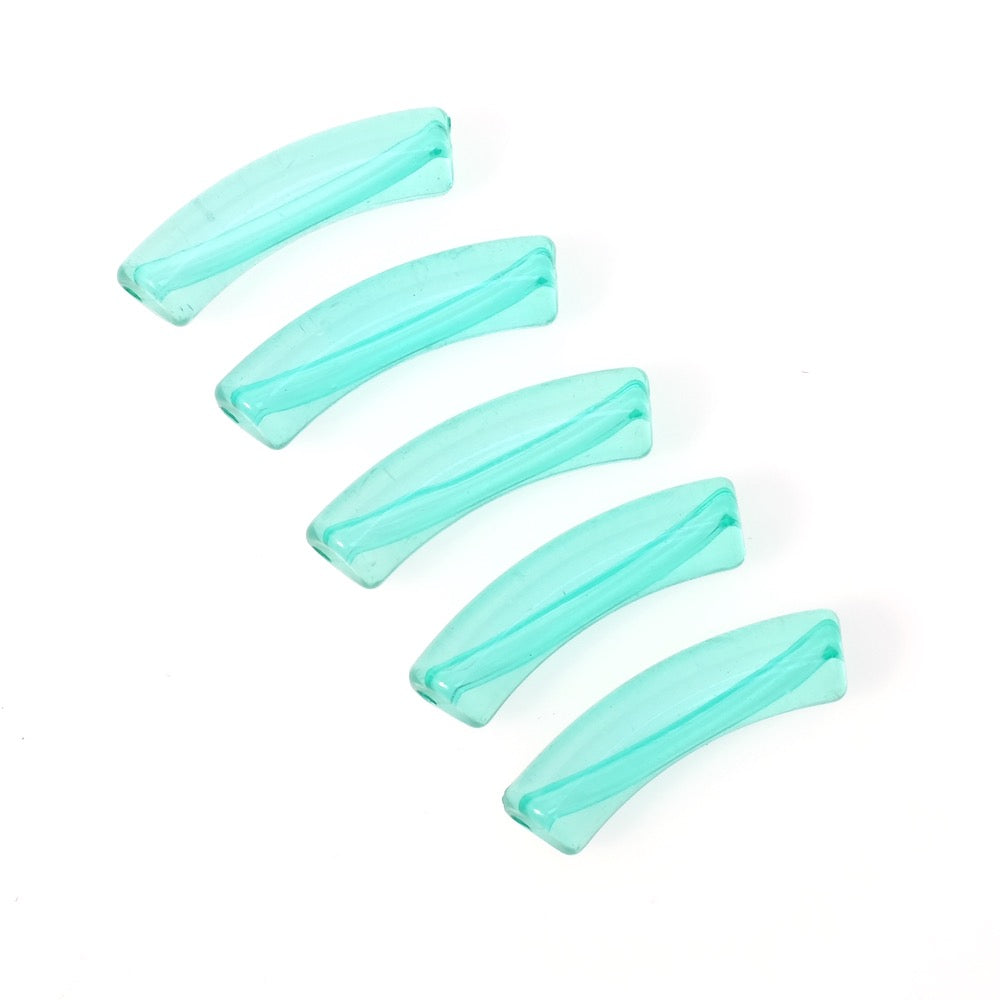 Perle tube incurvée Diamètre 8mm en acrylique Vert lagon transparent