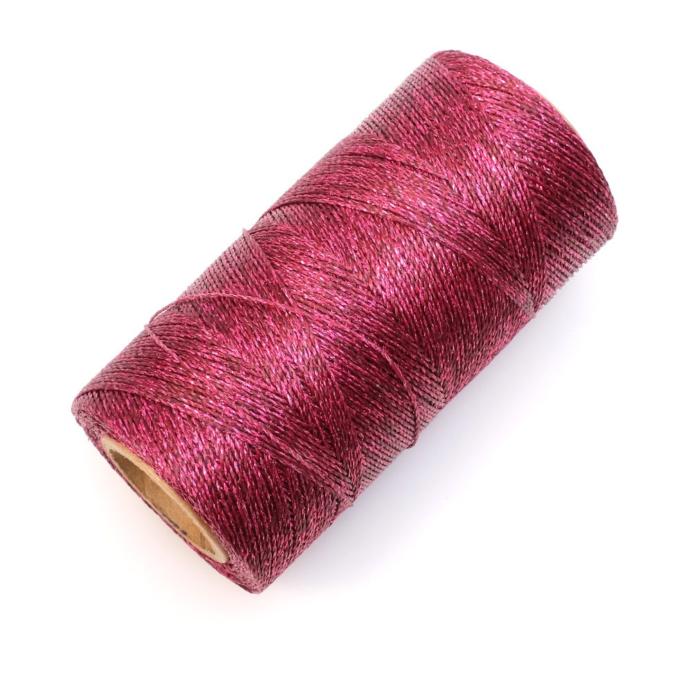 Bobine de fil ciré Linhasita 0,5mm pour micro macramé - Fuchsia métallisé