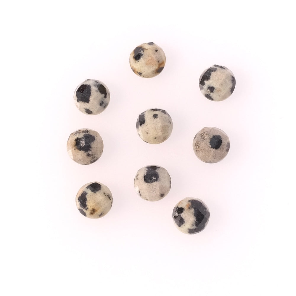 Cabochon en pierre naturelle Rond facetté 6mm Jaspe Dalmatien