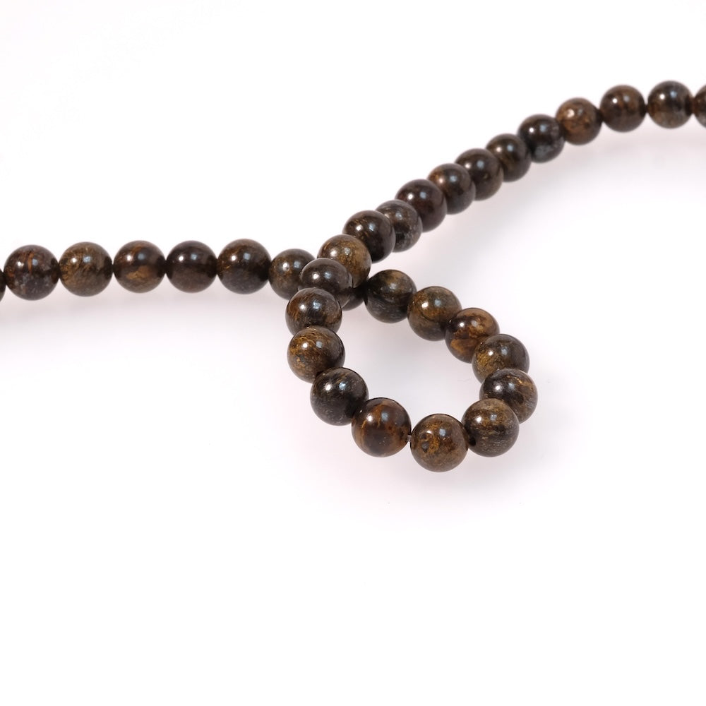 10 perles naturelles rondes 6mm en Bronzite