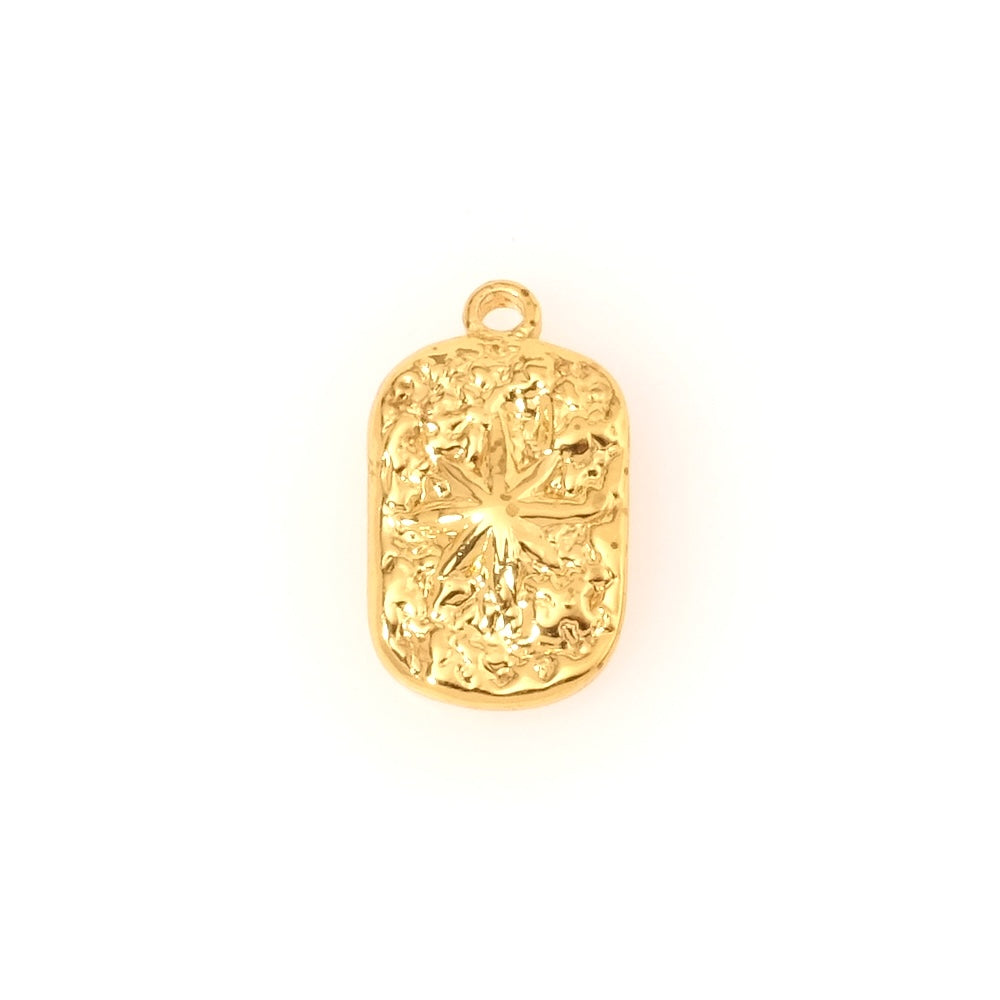 Pendentif rectangle étoile texturé en acier inoxydable 304 Doré 18K