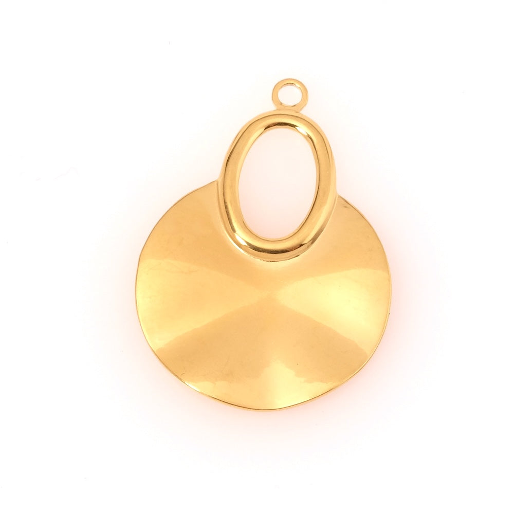 Pendentif rond ethnique en acier inoxydable 304 Doré 18K