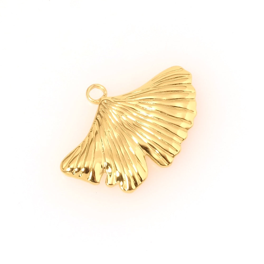 Pendentif feuille de Ginkgo en acier inoxydable 304 Doré 18K