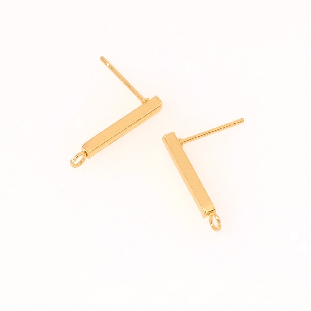 boucles d'oreilles clous rectangle en acier inoxydable 316 Doré 18K