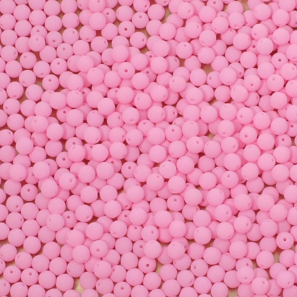 10 perles de Bohème rondes 4mm rose mat