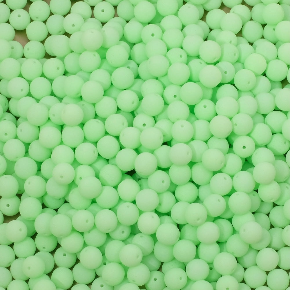 10 perles de Bohème rondes 6mm vert fluo clair mat