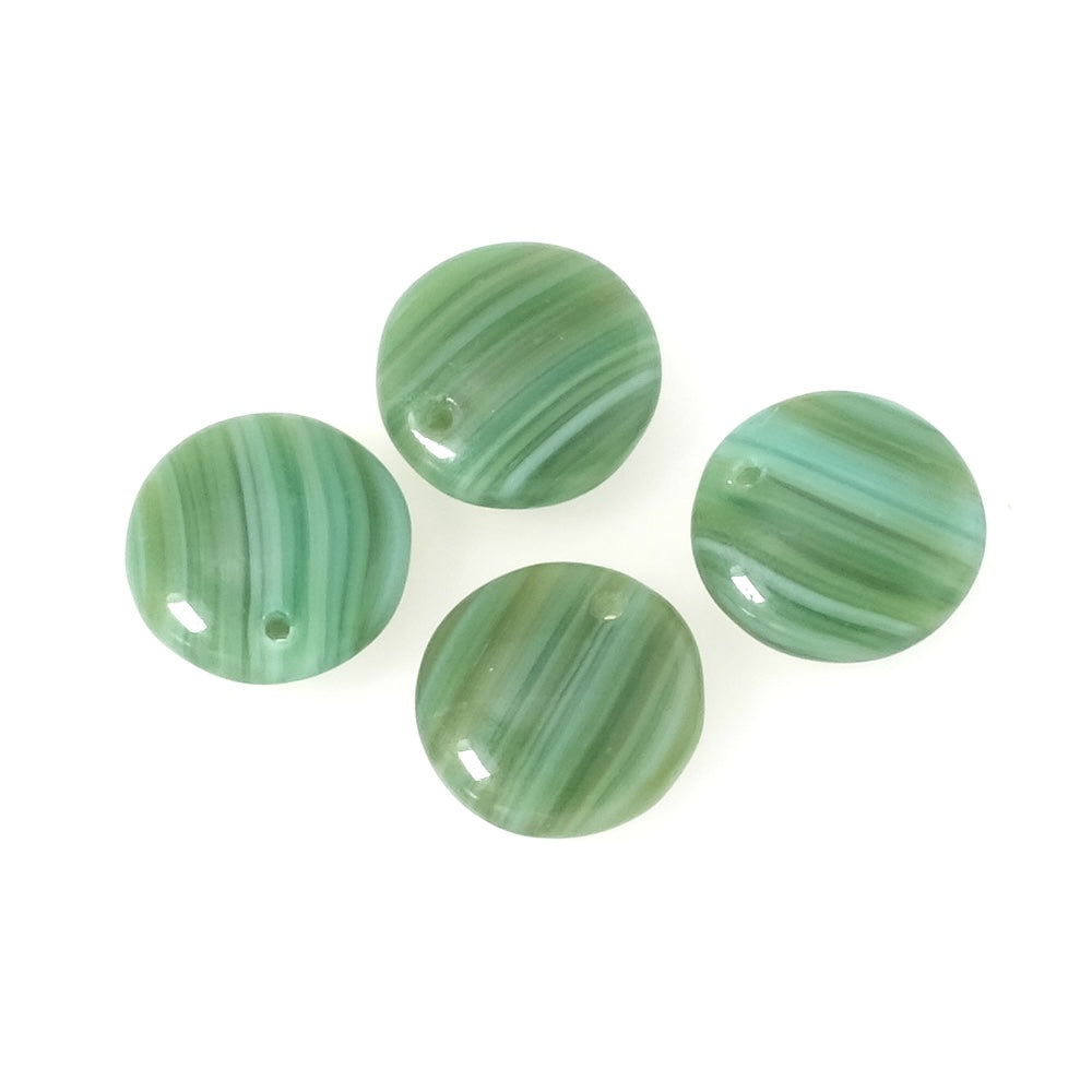 4 Pendentifs de Bohème palets ronds 12mm vert multi