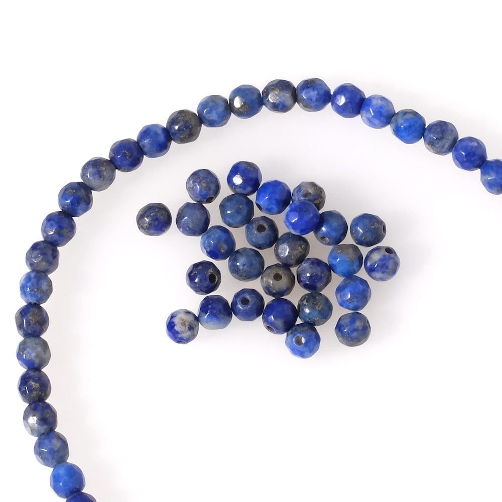 20 perles naturelles rondes facettées 4mm en Lapis Lazuli