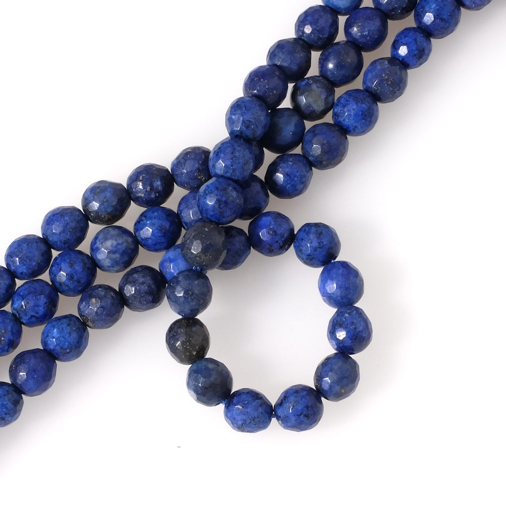 Fil de perles naturelles rondes facettées 6mm en Lapis Lazuli