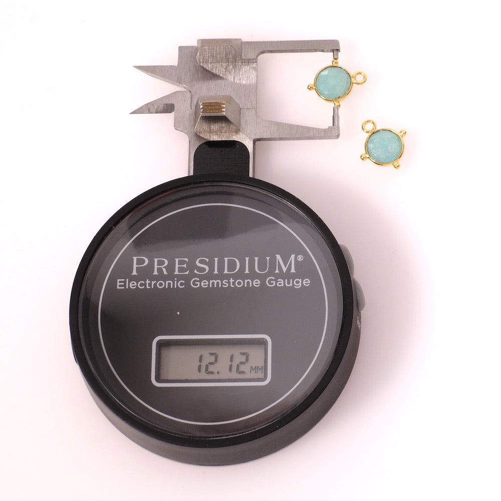 Pendentif serti bohème rond Amazonite en laiton Doré à l&#39;or fin 24K Premium