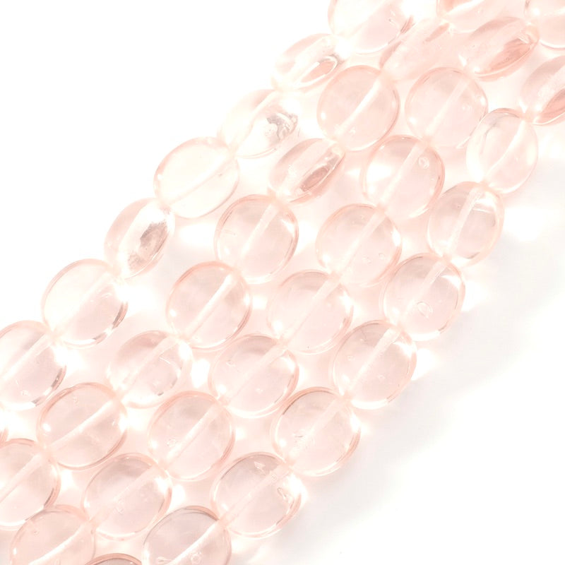 Fil de perles de Bohème ovales 10x9mm rose