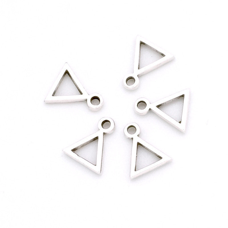 Lot de 4 Pendentifs triangles géométriques en laiton argenté