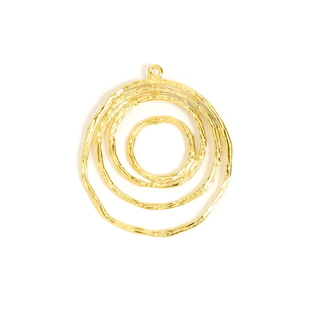 2 Pendentifs cercles emmêlés en laiton doré à l'or fin 24K