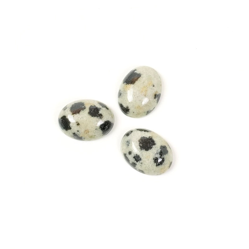 Cabochon pierre naturelle Ovale 6 x 8mm Jaspe Dalmatien