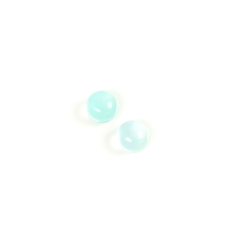 2 Cabochons de pierre naturelle Rond 4mm Calcédoine Aqua