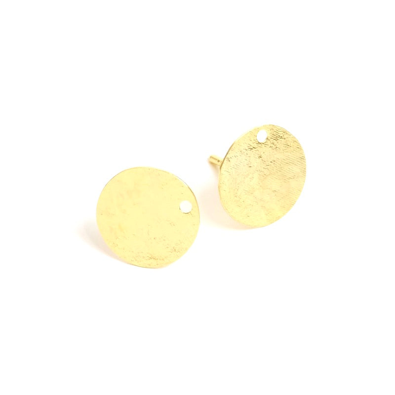 2 boucles d'oreilles clous texture Granite en laiton doré à l'or fin 24K