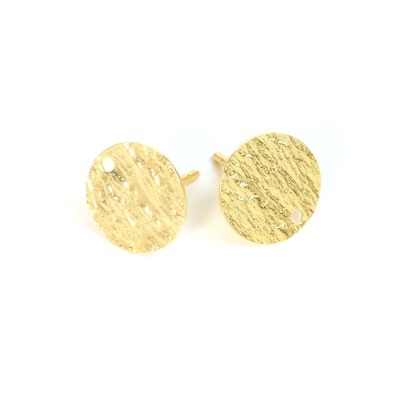 2 boucles d&#39;oreilles clous texture Ardoise en laiton doré à l&#39;or fin 24K