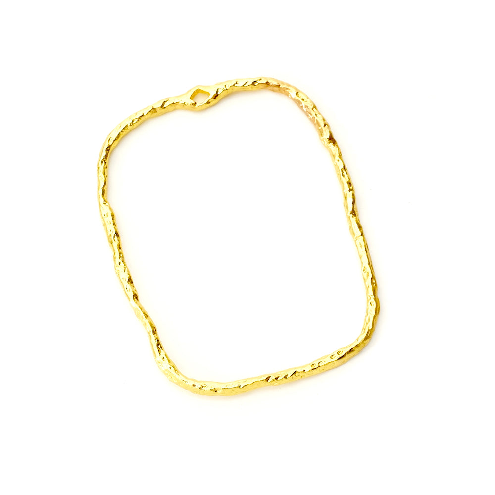 Pendentif rectangle texturé en laiton Doré à l'or fin 24K