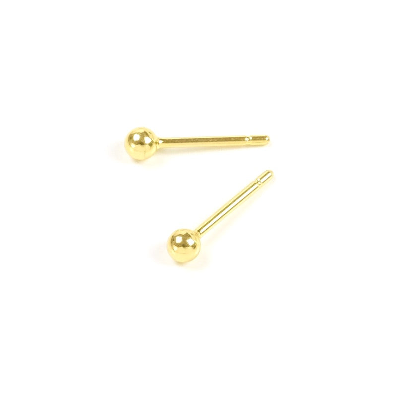 Boucles d'oreilles clous boule 2,8mm en laiton doré à l'or fin 24K, la paire