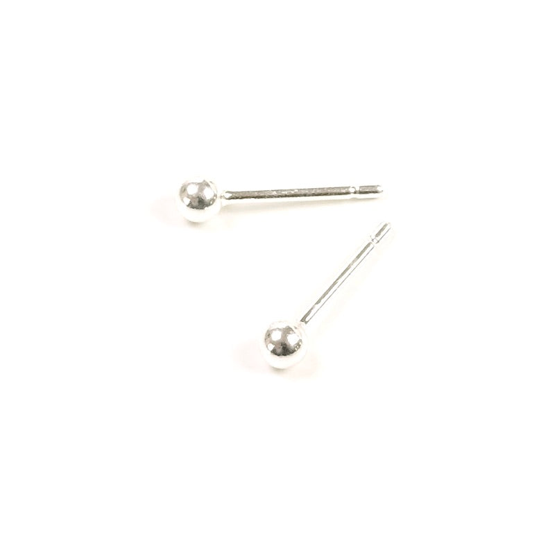 Boucles d&#39;oreilles clous boule 2,8mm en laiton Argenté 925, la paire