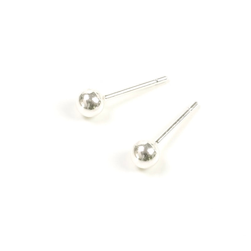 Boucles d&#39;oreilles clous boule 3,8mm en laiton Argenté 925 Premium, la paire