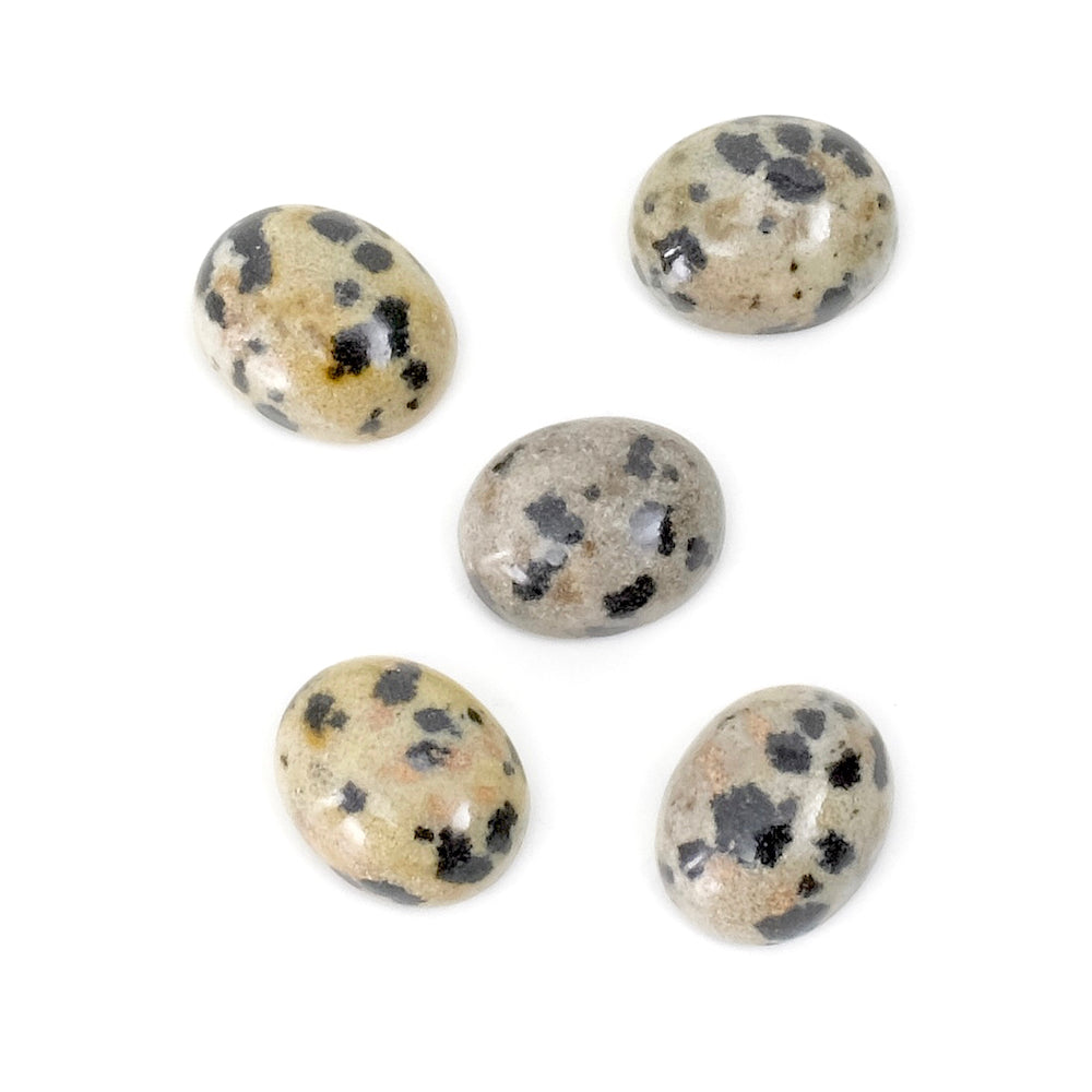 Cabochon pierre naturelle Ovale 8 x 10mm Jaspe Dalmatien