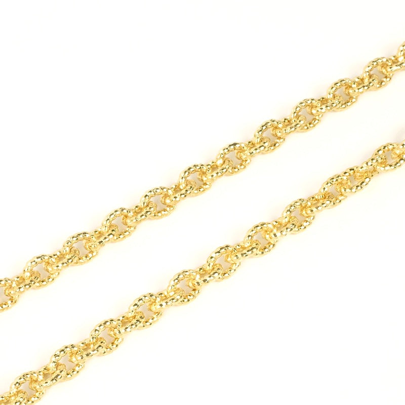 25cm de chaine petits maillons ovales torsadé Doré à l&#39;or fin 24K