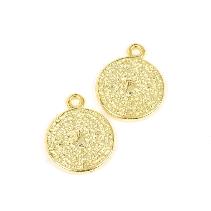 2 pendentifs Talisman en laiton doré à l'or fin 24K