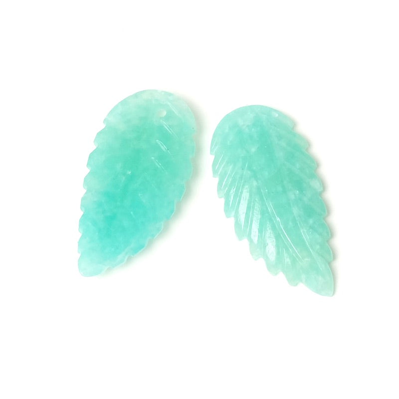 Pendentif Feuille en pierre naturelle Amazonite