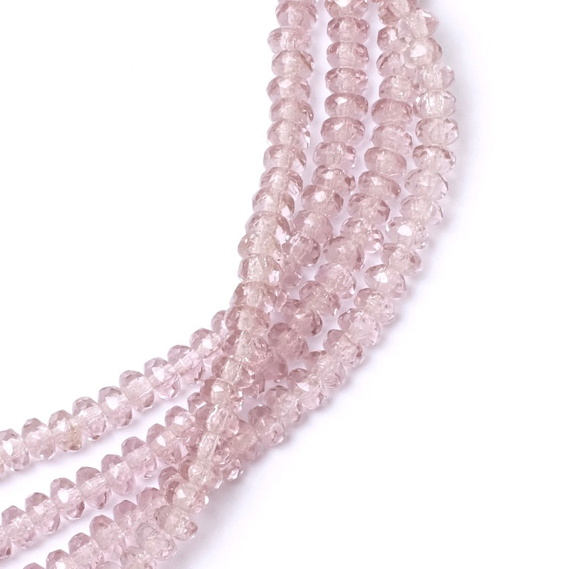 Fil de perles de Bohème facettées vieux rose transparent 2x4mm