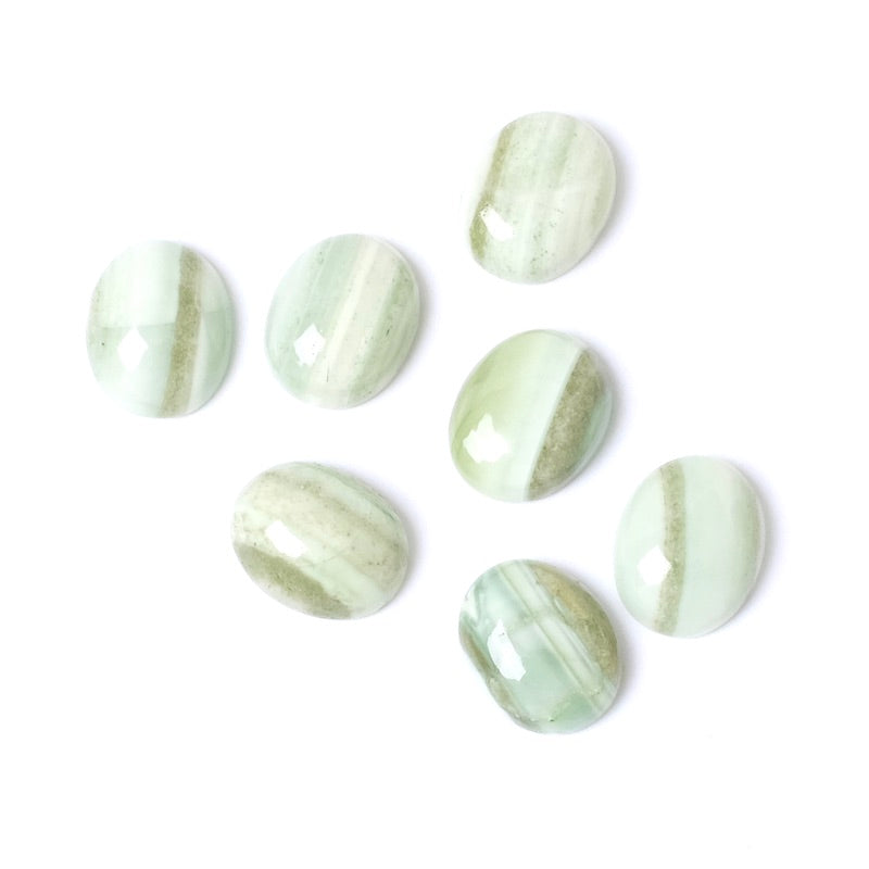 Cabochon pierre naturelle Ovale 8 x 10mm Agate rayée verte