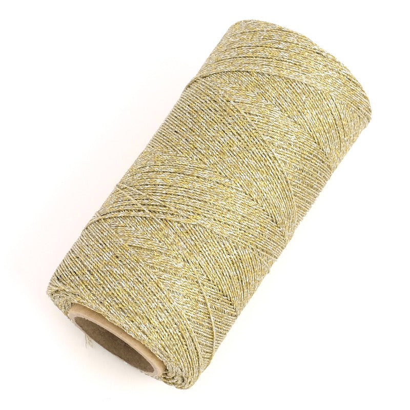 Linhasita 1 mm gewaxte draadklos voor micro macramé - Zilver Goud Mix