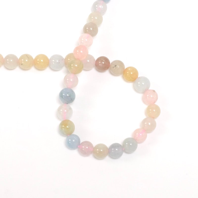 Fil de perles rondes 6mm de Morganite pastel