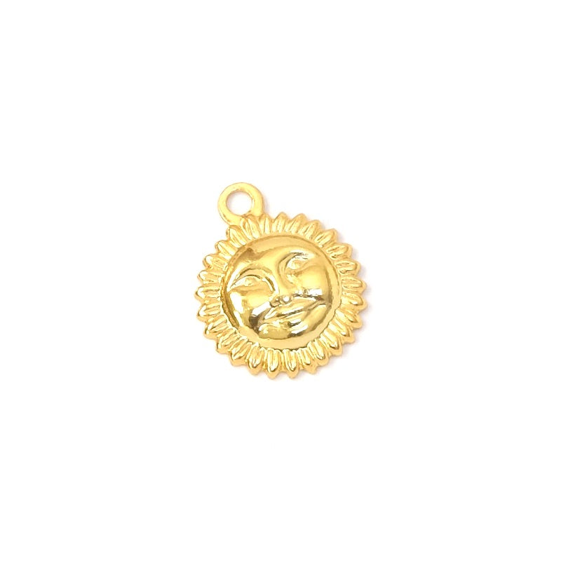 2 pendentifs Soleils en laiton Doré à l&#39;or fin 24K Premium