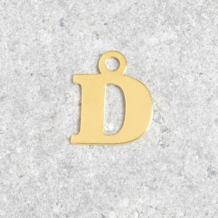 Pendentif lettre D en argent 925 doré à l'or 24K